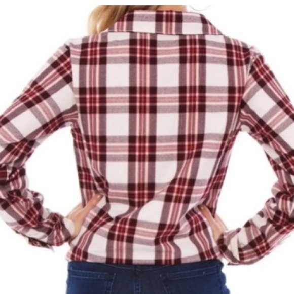 Sanctuary Plaid flannel Boyfriend For Life Shirt size 2X - Picture 4 of 5